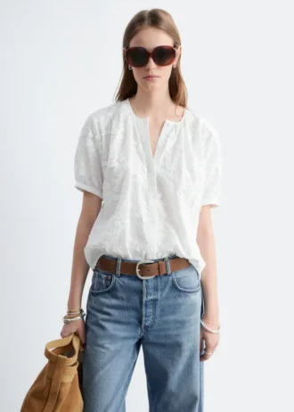Oversized bluse med puffermmer