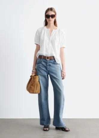 Oversized bluse med puffermmer