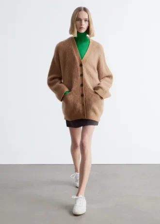 Oversized cardigan i mohairblanding