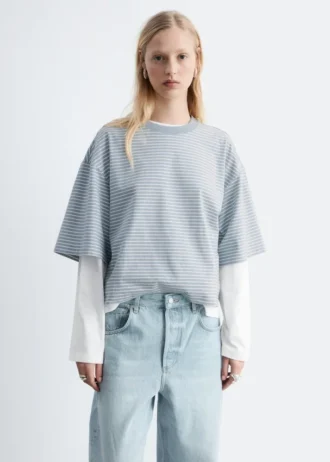 Oversized stripete bomulls-T-skjorte