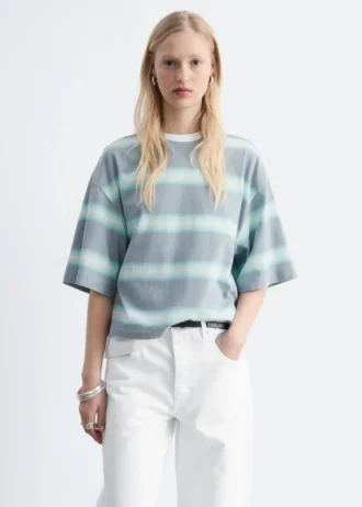 Oversized stripete bomulls-T-skjorte