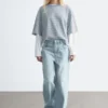 Oversized stripete bomulls-T-skjorte