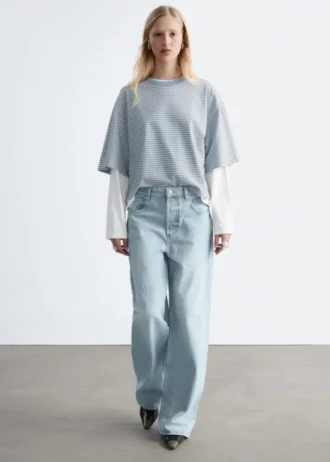 Oversized stripete bomulls-T-skjorte