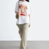 Oversized T-skjorte med trykk