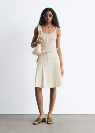 Plissert midiskjørt i bomull