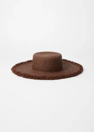 Raffia-stråhatt med frynser