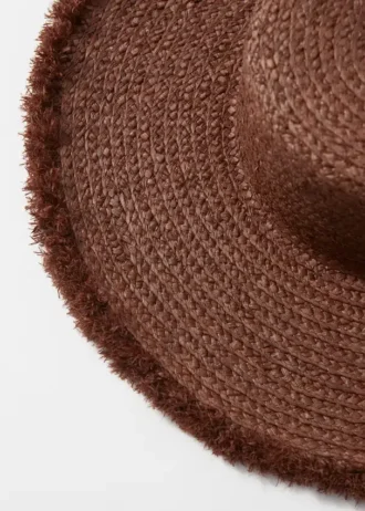 Raffia-stråhatt med frynser