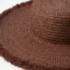 Raffia-stråhatt med frynser
