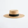 Raffia-stråhatt med grosgrain-kant