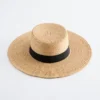 Raffia-stråhatt med grosgrain-kant
