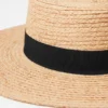 Raffia-stråhatt med grosgrain-kant