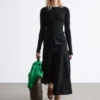 Ribbestrikket cardigan i merinoull