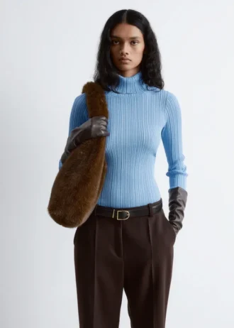 Ribbestrikket lurex-høyhals Ribbestrikket lurex-høyhals