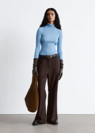 Ribbestrikket lurex-høyhals Ribbestrikket lurex-høyhals