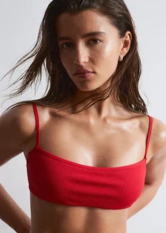 Ribbet bandeau-bikini-topp
