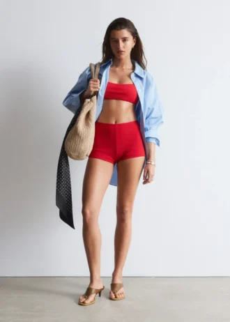 Ribbet bandeau-bikini-topp