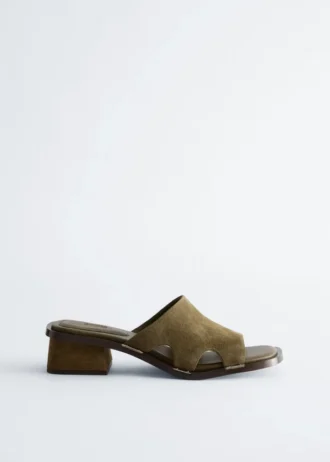 Sandaler i skinn med blokkheler