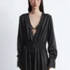 Satin Midi-skjortekjole Satin Midi-skjortekjole
