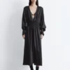 Satin Midi-skjortekjole Satin Midi-skjortekjole