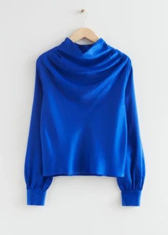 Satinbluse med krage