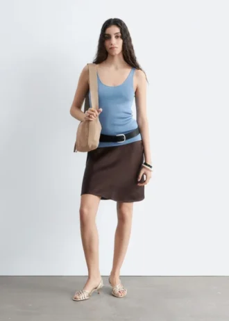 Strikket tank-top med rund hals