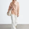 Stripet bluse med krage Stripet bluse med krage