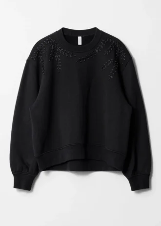 Sweatshirt med broderi av rhinestones