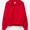 Sweatshirt med glidelås og tragtkrage