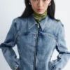 Tettsittende denimjakke med glidelås