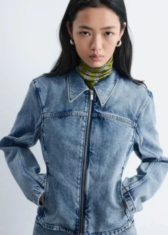 Tettsittende denimjakke med glidelås