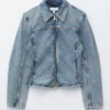 Tettsittende denimjakke med glidelås