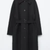 Trenchcoat i ull med belte Trenchcoat i ull med belte