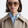 Trenchcoat med belte i ull Trenchcoat med belte i ull