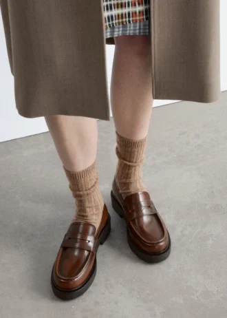Tykke loafers i skinn